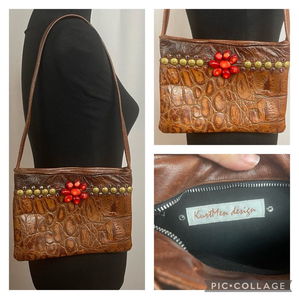 Kurt Men Design Rare Red Coral Flower Shoulder Bag